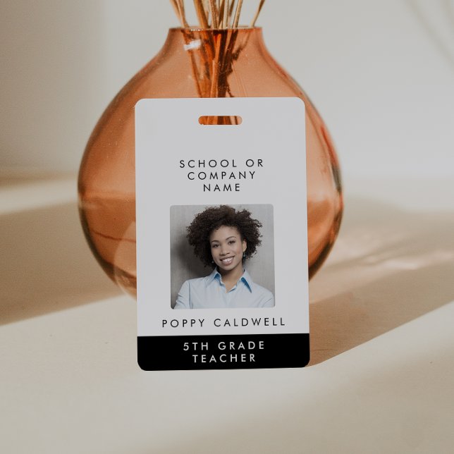 Chic Typography Photo Small Business or Teacher ID ID Badge (Creator Uploaded)