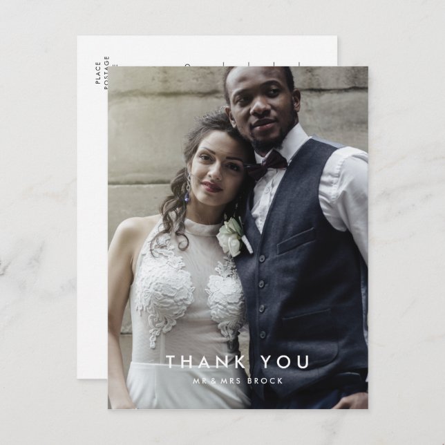 Chic Typography Photo Template Thank You Postcard (Front/Back)