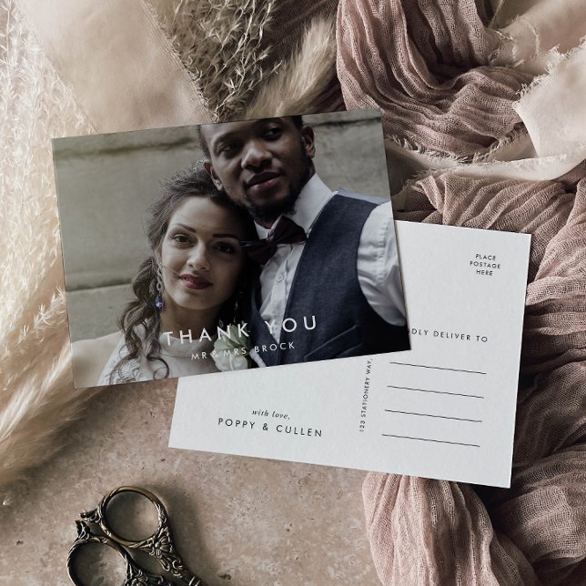 Chic Typography Photo Thank You Postcard (Creator Uploaded)