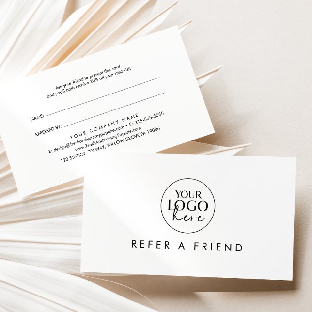 Chic Typography Refer a Friend Business Logo Referral Card (Creator Uploaded)