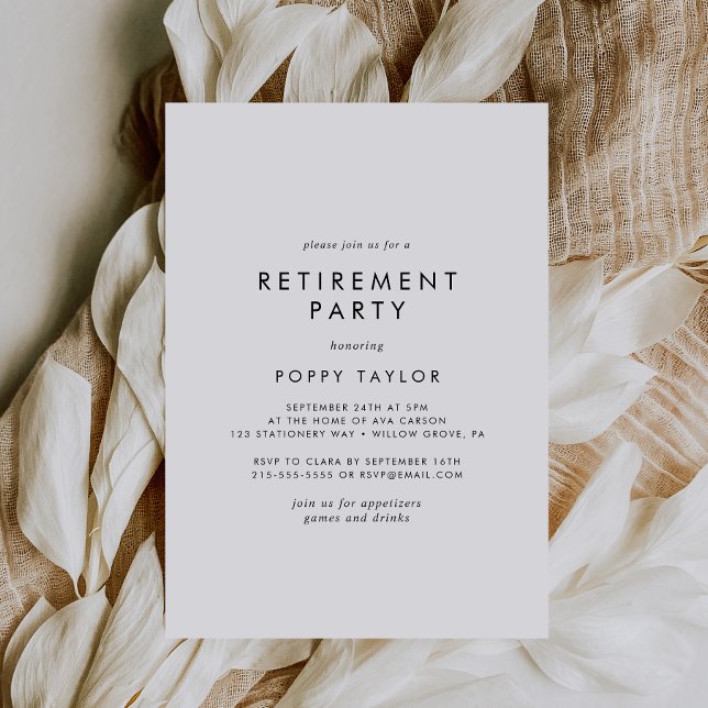 Chic Typography Retirement Party Invitation (Creator Uploaded)