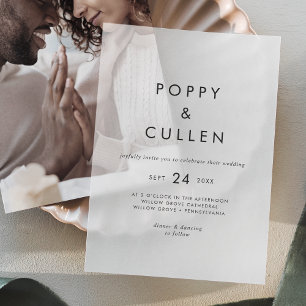 Chic Typography Rustic Modern Boho Simple Wedding Vellum Invitations