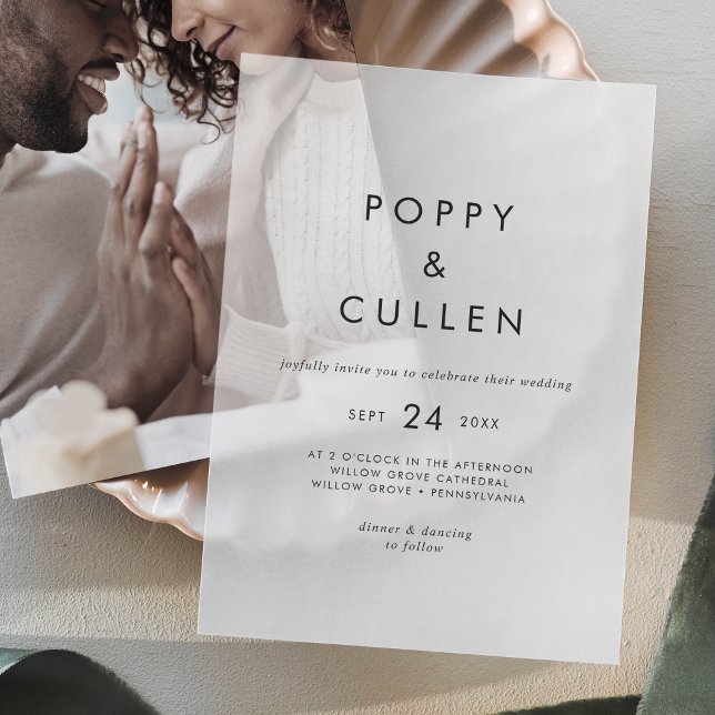 Chic Typography Rustic Modern Boho Simple Wedding Vellum Invitations (Chic Typography Rustic Modern Boho Simple Wedding Vellum Invitations)