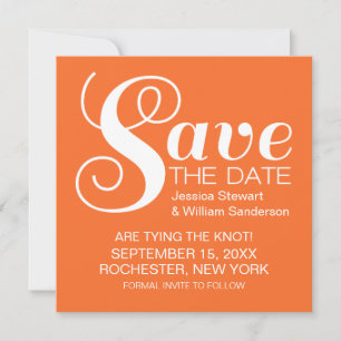Chic Typography Save the Date Invite, Orange