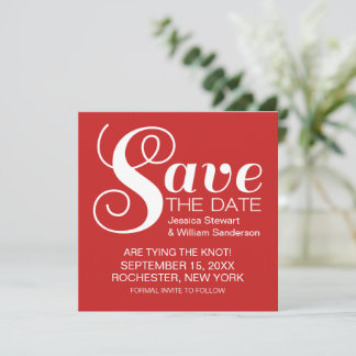 Chic Typography Save the Date Invite, Red