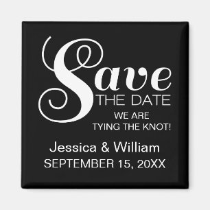 Chic Typography Save the Date Magnet, Black Magnet