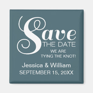 Chic Typography Save the Date Magnet, Blue Magnet