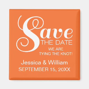 Chic Typography Save the Date Magnet, Orange Magnet