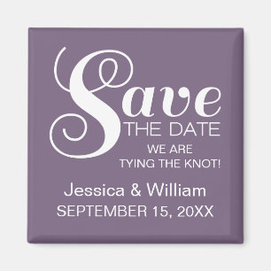 Chic Typography Save the Date Magnet, Purple Magnet