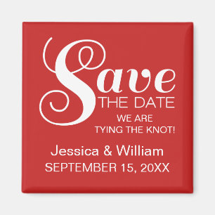 Chic Typography Save the Date Magnet, Red Magnet