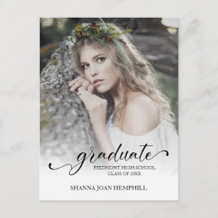 Chic Typography Script Graduate School Graduation Postcard