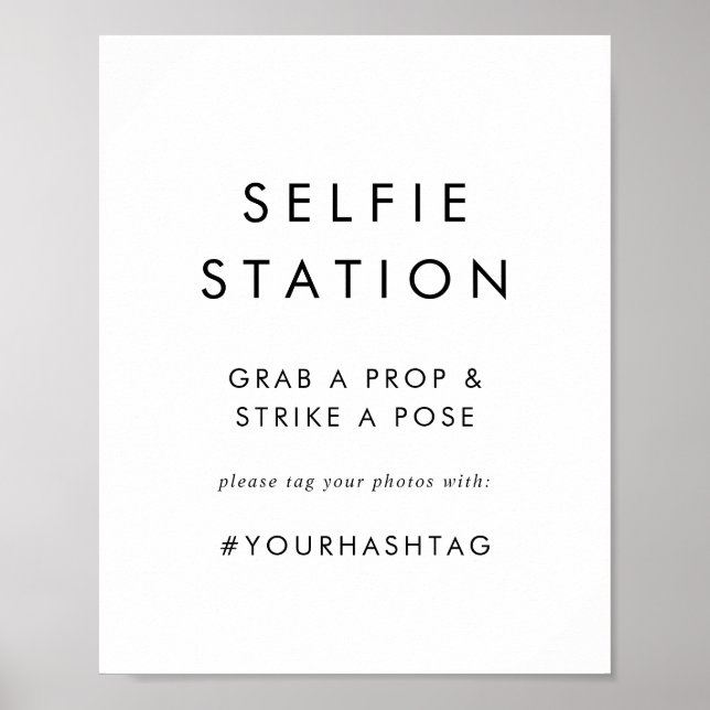 Chic Typography Selfie Station Wedding Sign (Front)