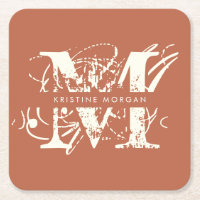 Chic typography terracotta monogram name
