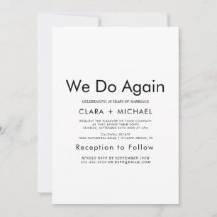 Chic Typography "We Do Again" Vow Renewal  Invitation