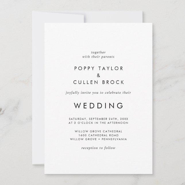 Chic Typography Wedding Invitation (Front)