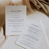 Chic Typography Wedding Welcome Letter & Itinerary