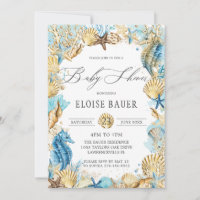 Chic Under the Sea Mermaid Baby Shower Blue Gold