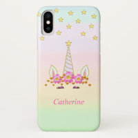 Chic Unicorn, Stars, Flowers & Gold Confetti