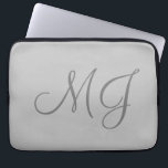 Chic Unique Monogram Gray Classical Laptop Sleeve<br><div class="desc">Trendy Modern Customize Professional Simple Design.</div>