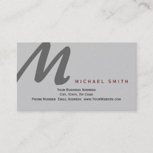 Chic Unique Monogram Grey Business Card