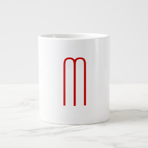 Chic Unique Monogram Red White Plain Simple Large Coffee Mug