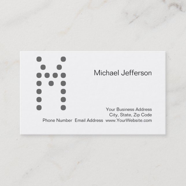 Chic Unique Monogram White Business Card (Front)