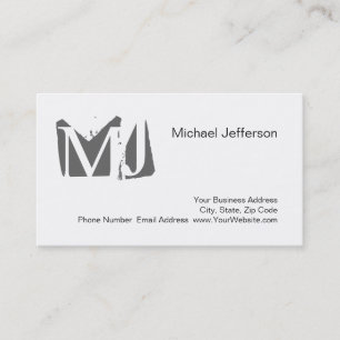Chic Unique Monogram White Grey Business Card