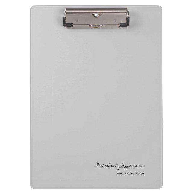 Chic Unique Script Calligraphy Name Grey  Clipboard (Front)