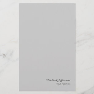 Chic Unique Script Calligraphy Name Grey Stationery