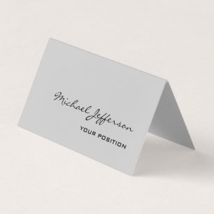 Chic Unique Script Grey Business Card