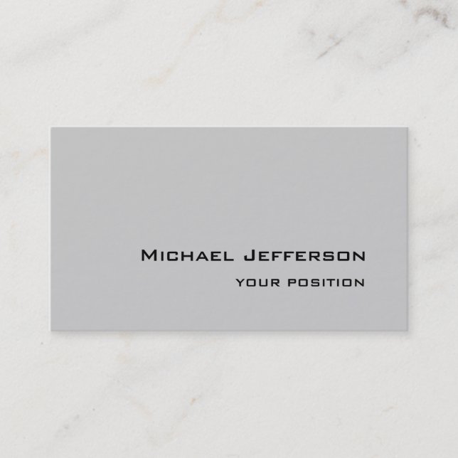 Chic Unique Script Grey Minimalist Modern Business Card (Front)