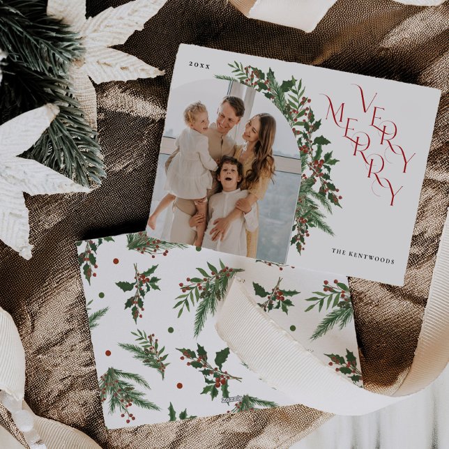 Chic Very Merry Christmas Flat Holiday Card (Creator Uploaded)