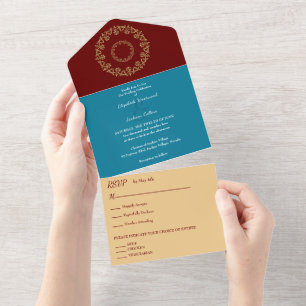 Chic Vibes Gold Wedding All In One Invitation