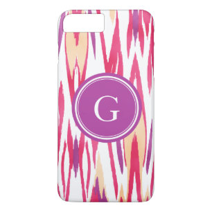 Chic vibrant red orchid watercolor ikat pattern Case-Mate iPhone case