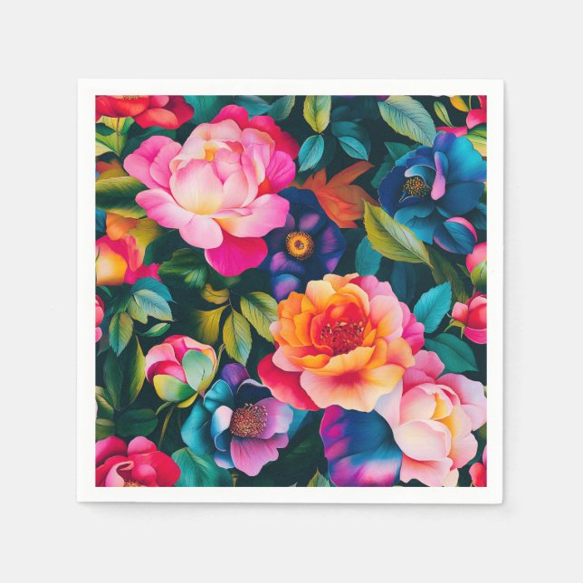 Chic vibrant roses pattern napkin (Front)