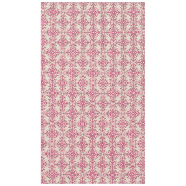 Chic Victorian Style Floral Damask Pattern Pink Tablecloth (Front)