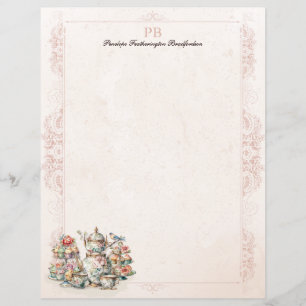 Chic Victorian Tea Monogrammed Stationery Paper