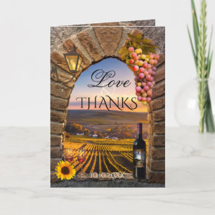 Chic Vineyard Wine Wedding Photo Thank You Card