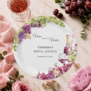 Chic Vino before Vows Bridal Shower Paper Plate