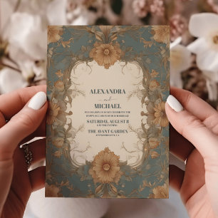 Chic Vintage Art Nouveau Floral Wedding Invitation