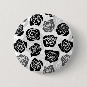 Chic Vintage black and white roses 6 Cm Round Badge