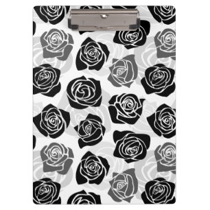 Chic Vintage black and white roses Clipboard