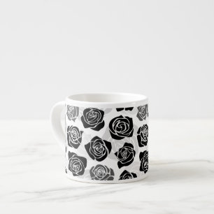 Chic Vintage black and white roses Espresso Cup