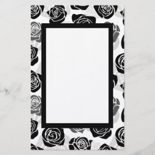 Chic Vintage black and white roses Stationery
