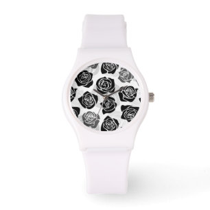 Chic Vintage black and white roses Watch