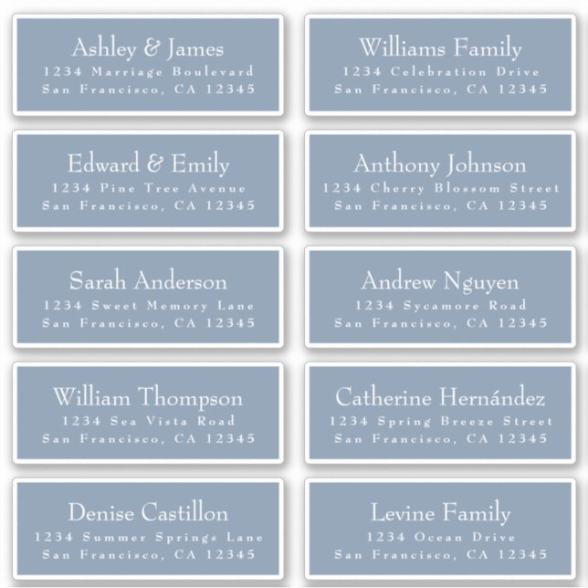 Chic Vintage Blue Wedding Guest Address Labels (Front)