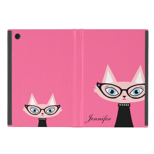 Chic Vintage Cat iPad Mini Powis Case - Pink (Outside)