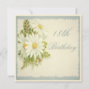 Chic Vintage Daisies 18th Birthday Invitation