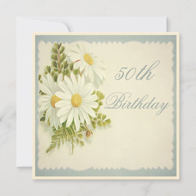Chic Vintage Daisies 50th Birthday Invitation (Front)