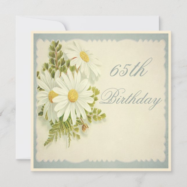 Chic Vintage Daisies 65th Birthday Invitation (Front)